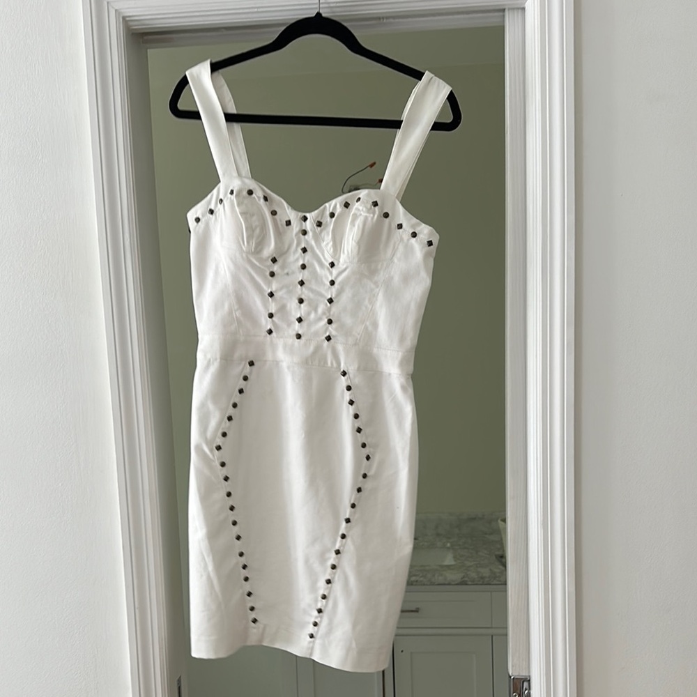 Elegant White Studded Dress
